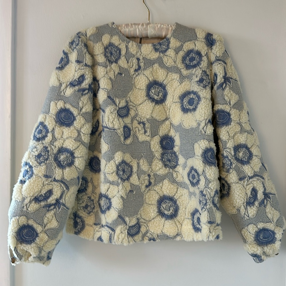 Sezane Harlem Sweatshirt Vintage Blue / Ecru - Size 4 NEW with tags